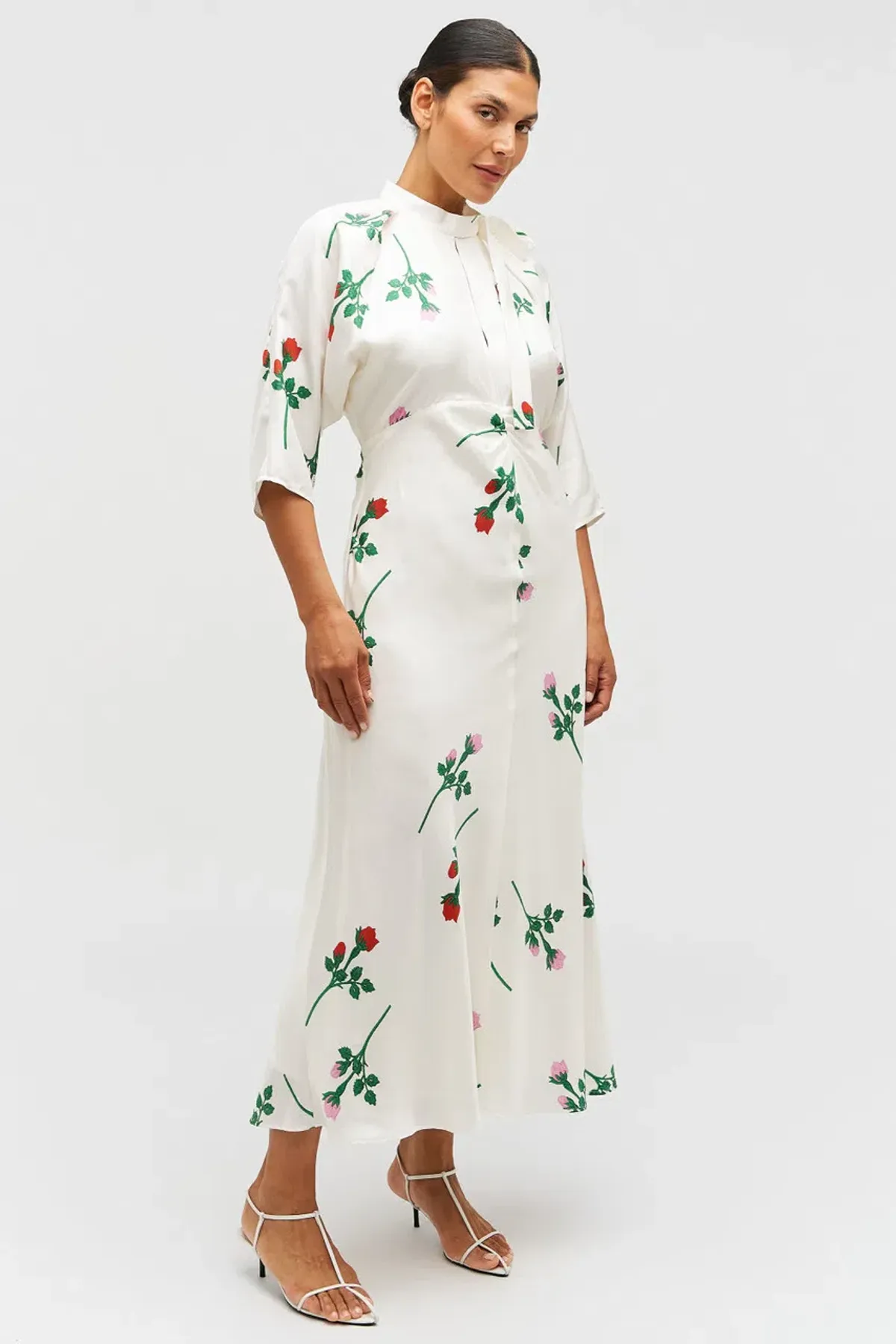 Oroton Rosebud Tie Neck Silk Dress Size 12 - Image 7