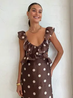 Sir Vivi Frill Maxi Dress in Marlon Polka Dot Size 3 / AU 12 for rent on The Volte - image 2