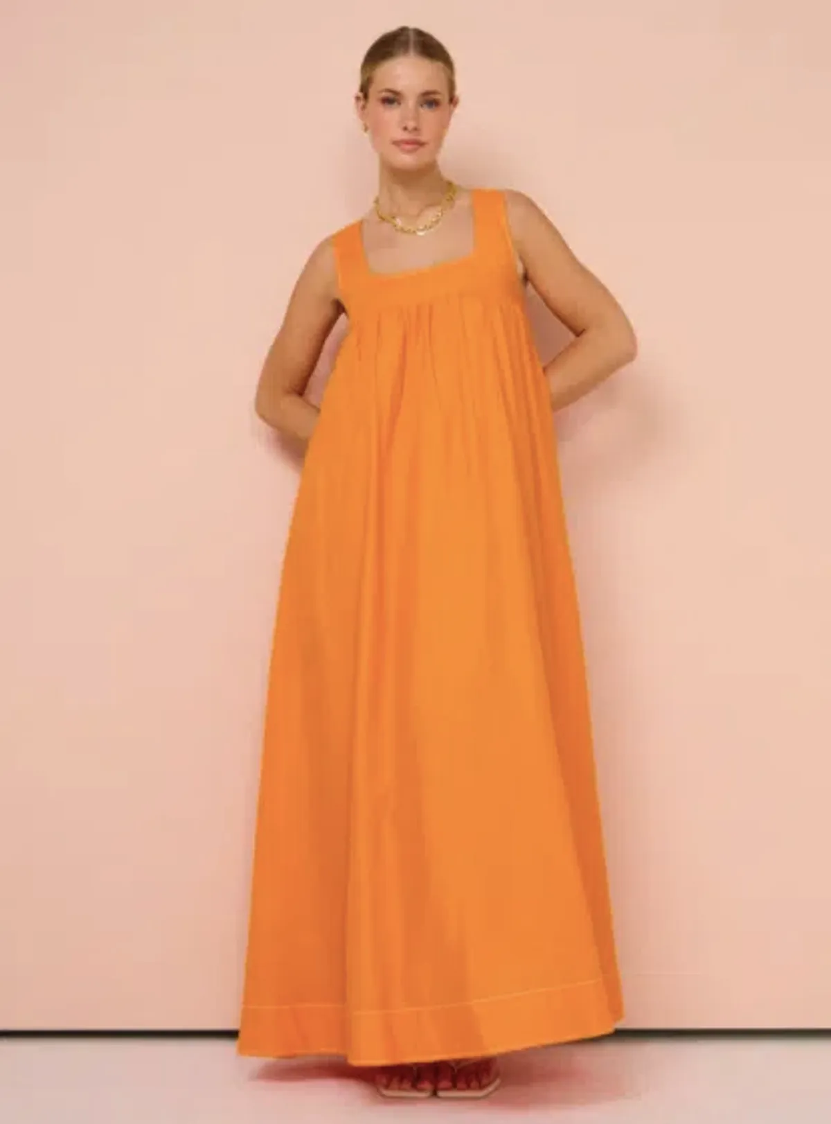 Hansen & Gretel Paloma Dress In Tangerine for rent on The Volte - main image