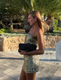 Shona Joy Bria Mini Dress in Gold for rent on The Volte - image 5