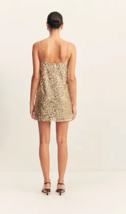 Shona Joy Bria Mini Dress in Gold for rent on The Volte - image 3