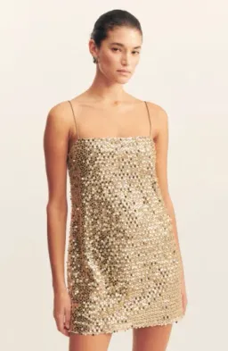 Shona Joy Bria Mini Dress in Gold for rent on The Volte - image 2