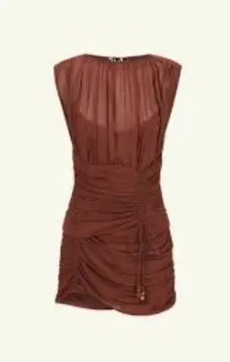 Shona Joy Blair Panelled Gathered Mini Dress in Cocoa for rent on The Volte - image 4