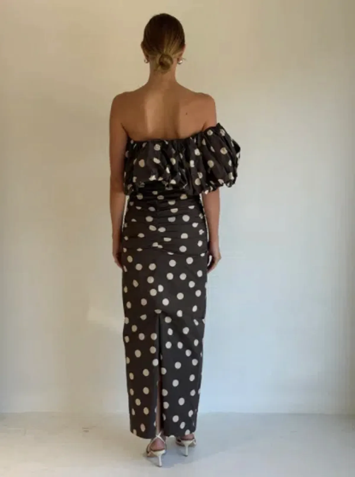 By Nicola Maya Maxi Dress In Chocolate Polka - Image 3