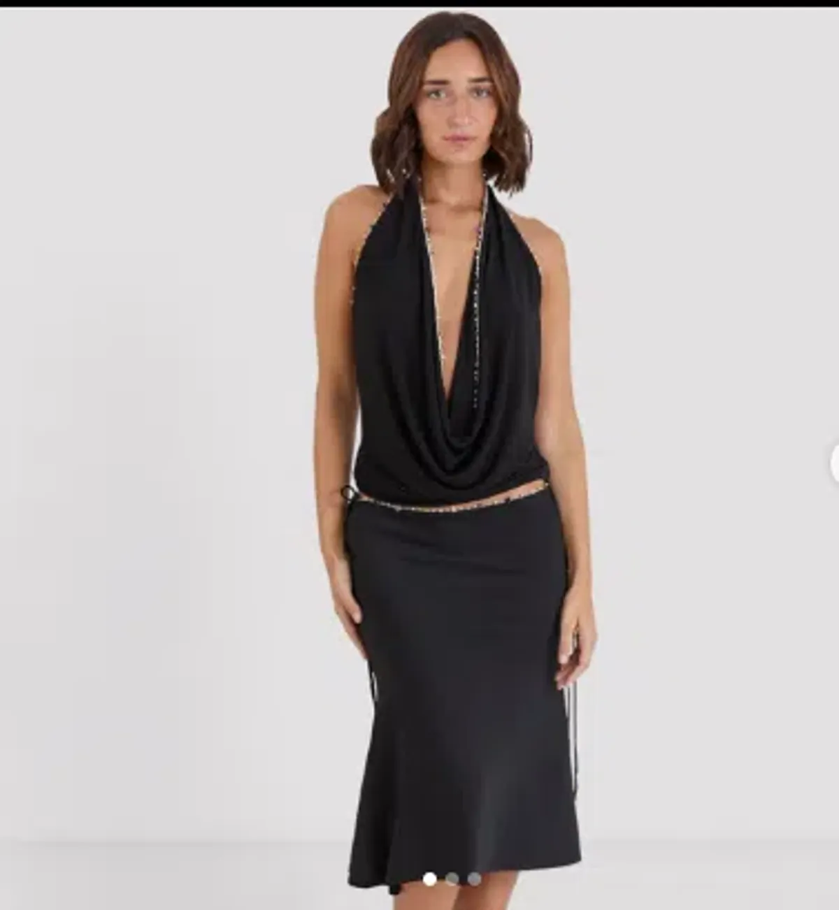 Acre Lou HARIETTE MIDI SKIRT & TATIANA COWL TOP BLACK - Image 1