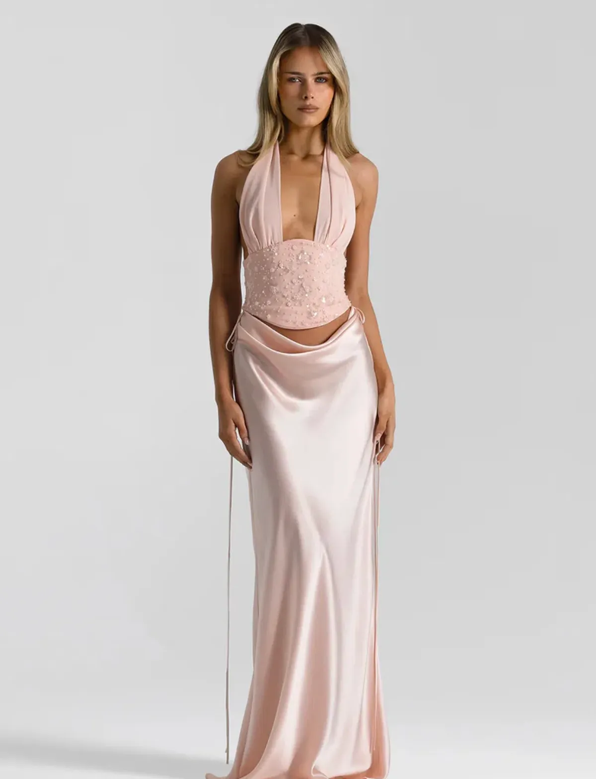Natalie Rolt Evelyn maxi paired with Bronte Top pink 8 - Image 1