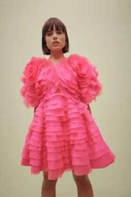 Aje Amour Ruffle Mini Dress Pink Size 16 for rent on The Volte - image 1
