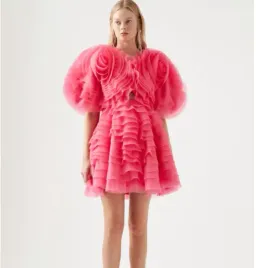 Aje Amour Ruffle Mini Dress Pink Size 16 for rent on The Volte - image 2