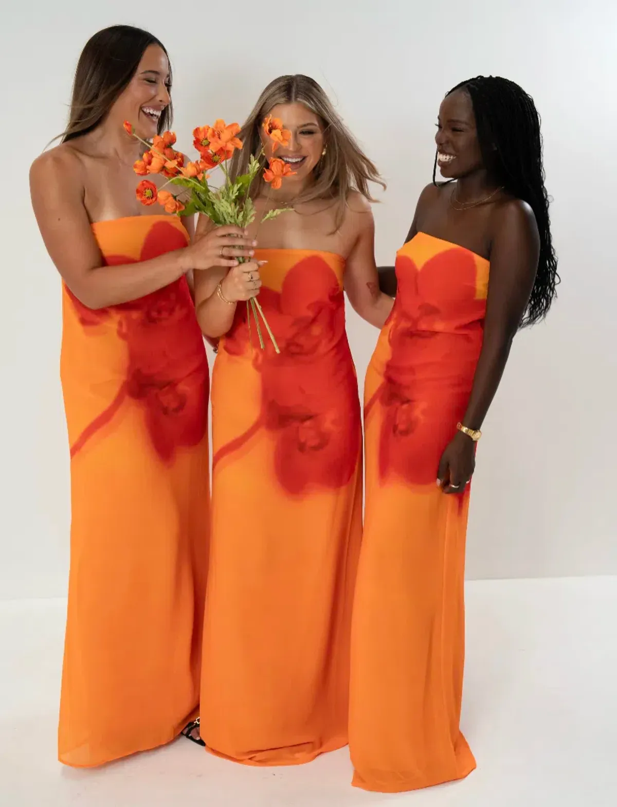 Meshki Amaya Strapless Chiffon Maxi Dress - Koi Orchid for rent on The Volte - main image