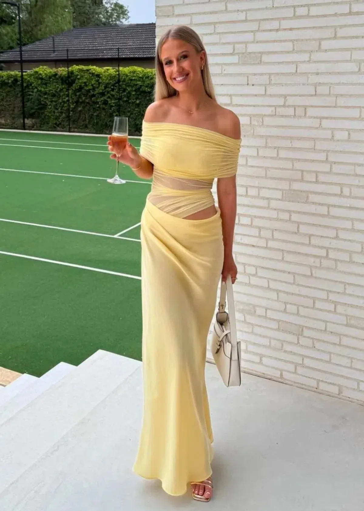 Benni Nico Off Shoulder Maxi Dress - Butter - Image 1
