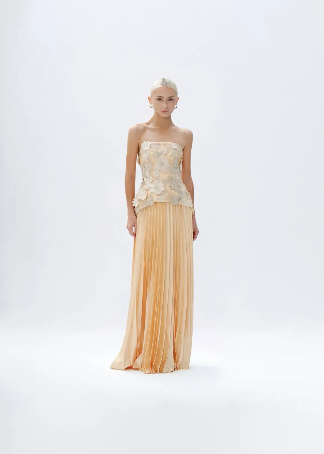 Justin Tong Cascade Pleated Gown Size 10 for rent on The Volte - main image