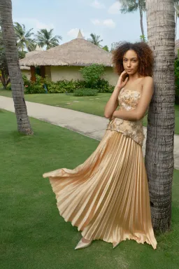 Justin Tong Cascade Pleated Gown Size 10 for rent on The Volte - image 8