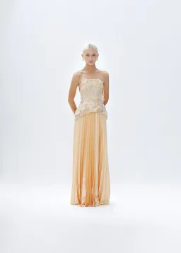Justin Tong Cascade Pleated Gown Size 10 for rent on The Volte - image 4