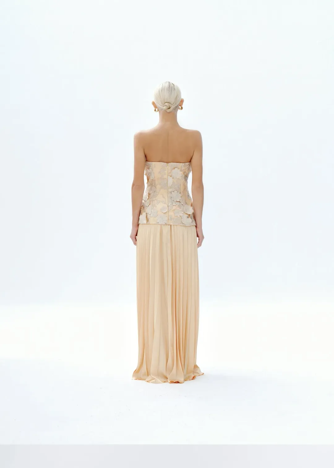 Justin Tong Cascade Pleated Gown Size 10 for rent on The Volte - main image