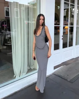 Amelie Teje Miro Maxi Dress Grey for rent on The Volte - image 2