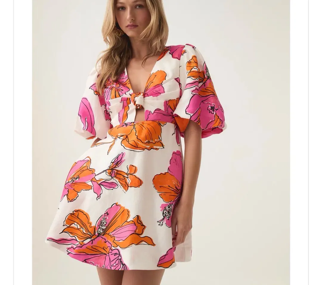 Aje Overflow Knotted Mini Dress Size 8 for rent on The Volte - main image