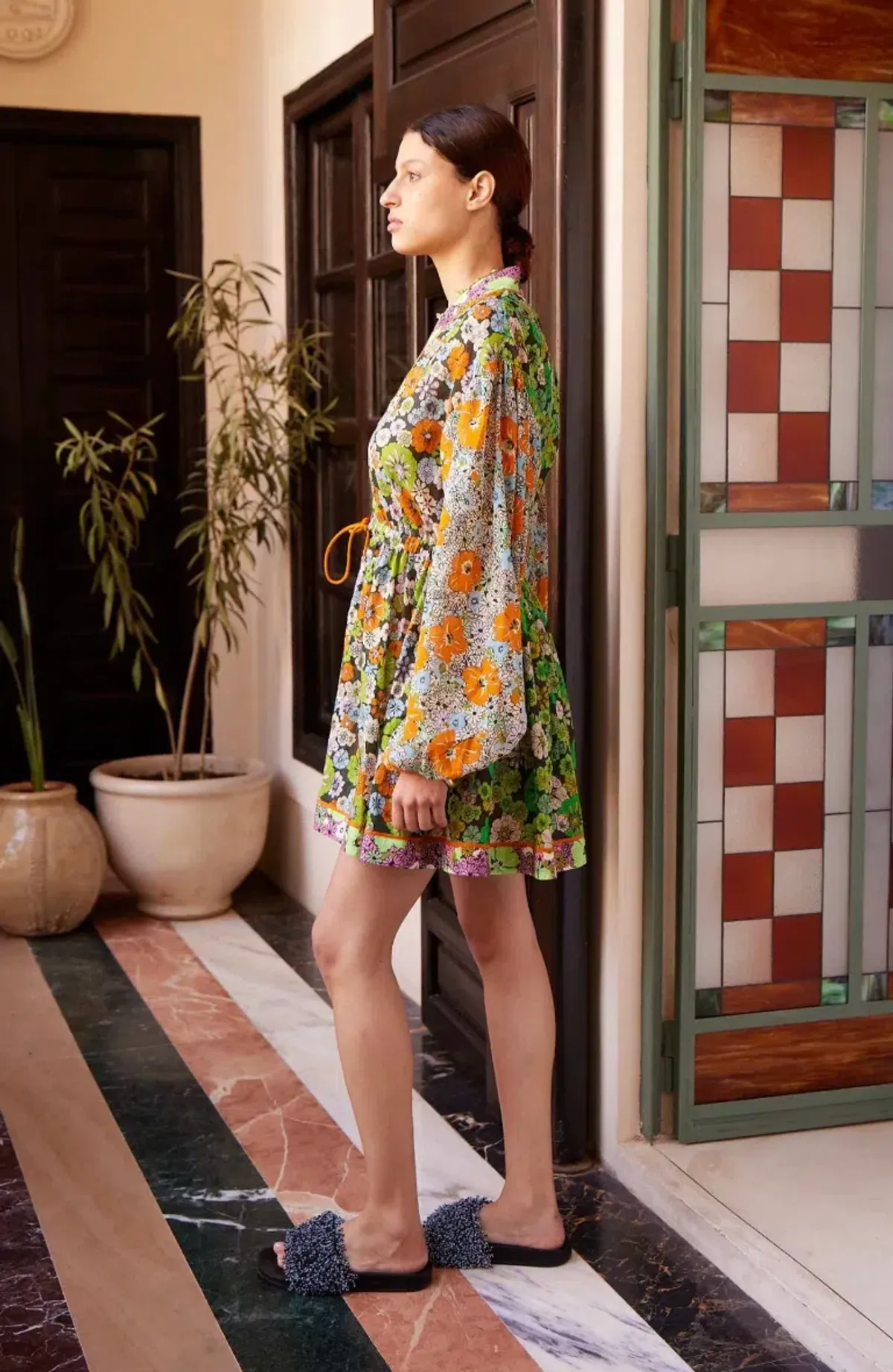 Alémais Orange Blossom Spliced Mini Dress Size 14AU - Image 2