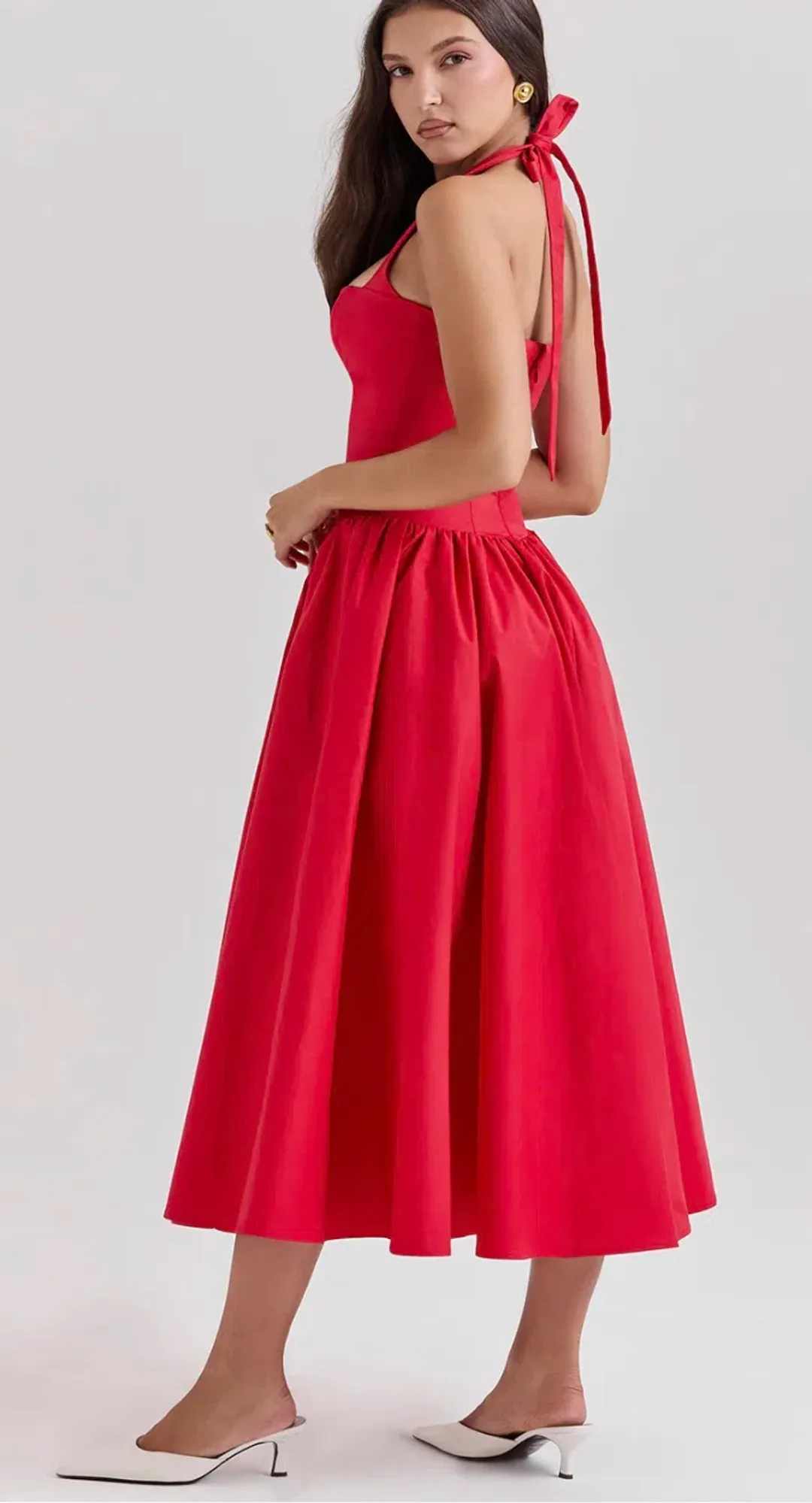 House of CB - Coquette - Scarlett Halter Midi Dress - Size Small, Cup A-B for rent on The Volte - main image