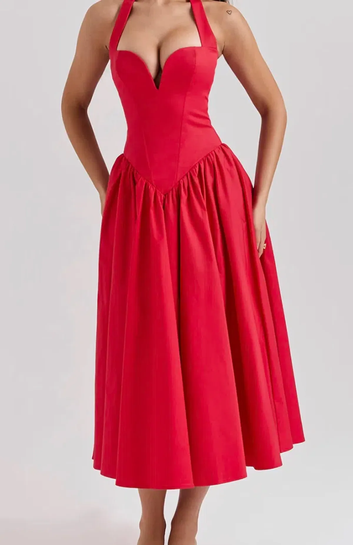 House of CB - Coquette - Scarlett Halter Midi Dress - Size Small, Cup A-B - Image 1