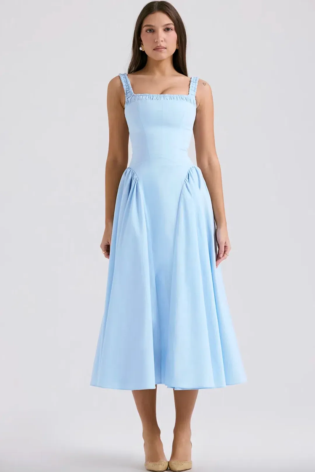 House of CB Italian Azure Cotton Midi Sundress for rent on The Volte - main image