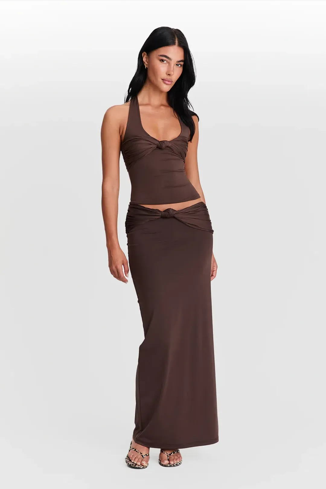SASHA THERESE MILA SKIRT AND BLAIR TOP SET CHOCOLATE BROWN SIZE AU 8 for rent on The Volte - main image