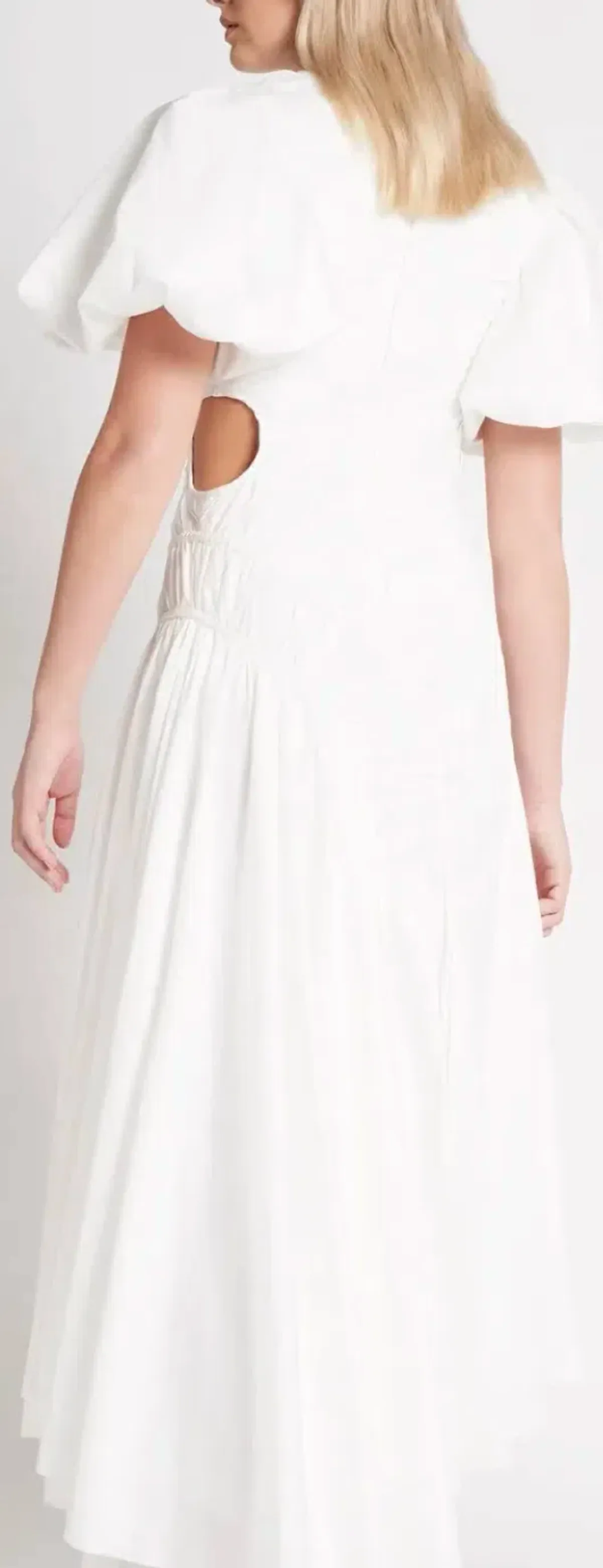 Aje Siren Drawstring Midi Dress Ivory Size 6 - Image 3