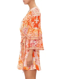 Camilla short wrap dress ruffle sleeve Dragon Mother print sz S for rent on The Volte - image 2