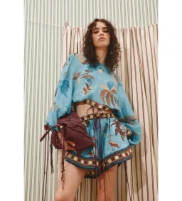 Alemais Georgie Top Size AU 6 and Short Size AU 8 Set Blue Print for rent on The Volte - image 2