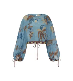 Alemais Georgie Top Size AU 6 and Short Size AU 8 Set Blue Print for rent on The Volte - image 5