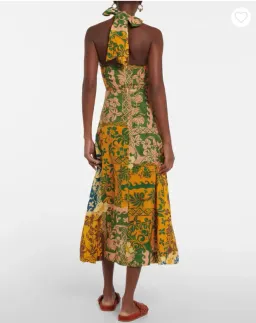 Alemais Archie Midi Halter Dress Yellow Blue Print Size 12 for rent on The Volte - image 3