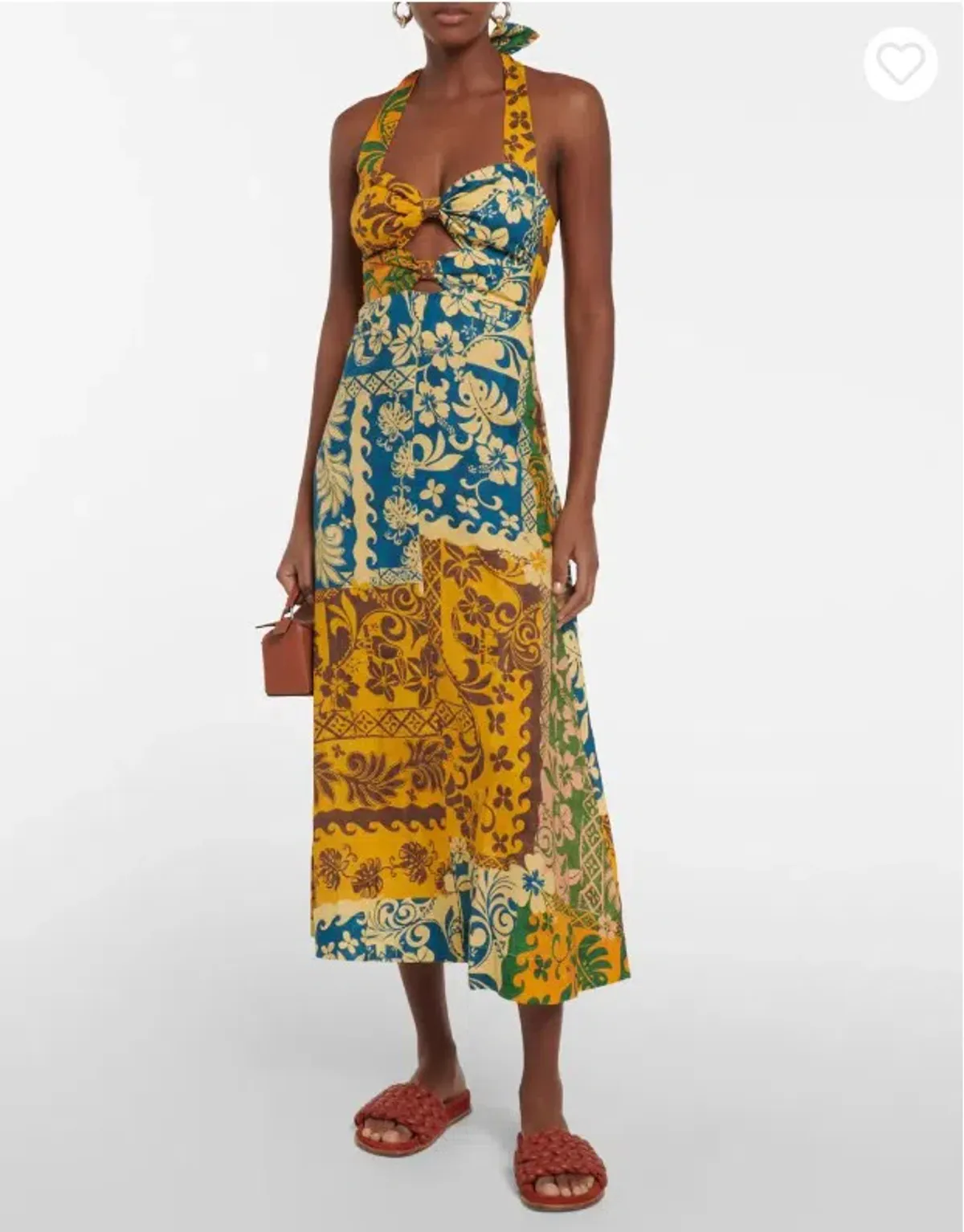 Alemais Archie Midi Halter Dress Yellow Blue Print Size 12 for rent on The Volte - main image
