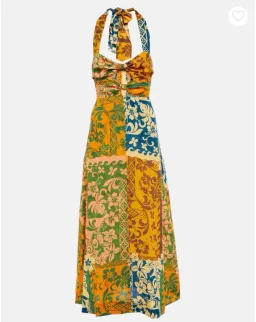 Alemais Archie Midi Halter Dress Yellow Blue Print Size 12 for rent on The Volte - image 4