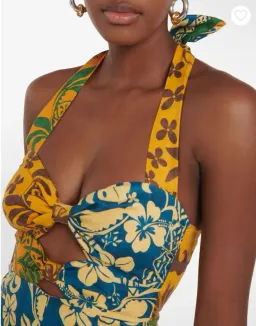 Alemais Archie Midi Halter Dress Yellow Blue Print Size 12 for rent on The Volte - image 2