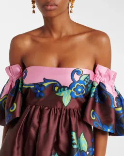 Alémais Azalea Off-shoulder Satin Midi Dress Floral Size AU 14 for rent on The Volte - image 3