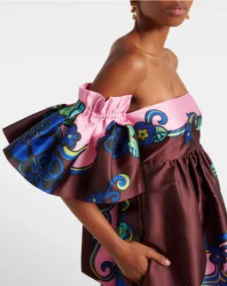 Alémais Azalea Off-shoulder Satin Midi Dress Floral Size AU 14 for rent on The Volte - image 4