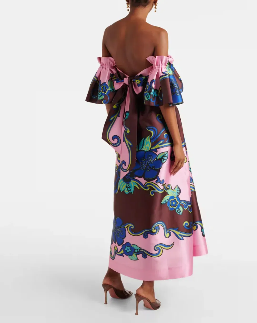 Alémais Azalea Off-shoulder Satin Midi Dress Floral Size AU 14 for rent on The Volte - main image