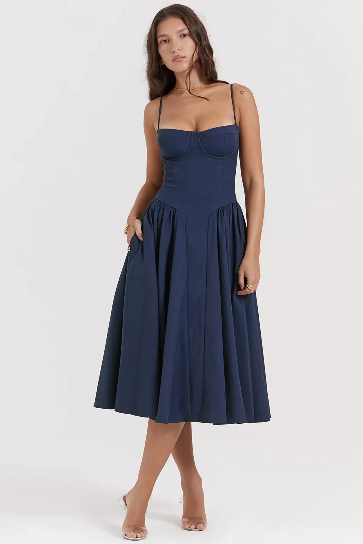 House of CB Samaria French Navy Corset Sundress Size S/AU 8 - Image 2