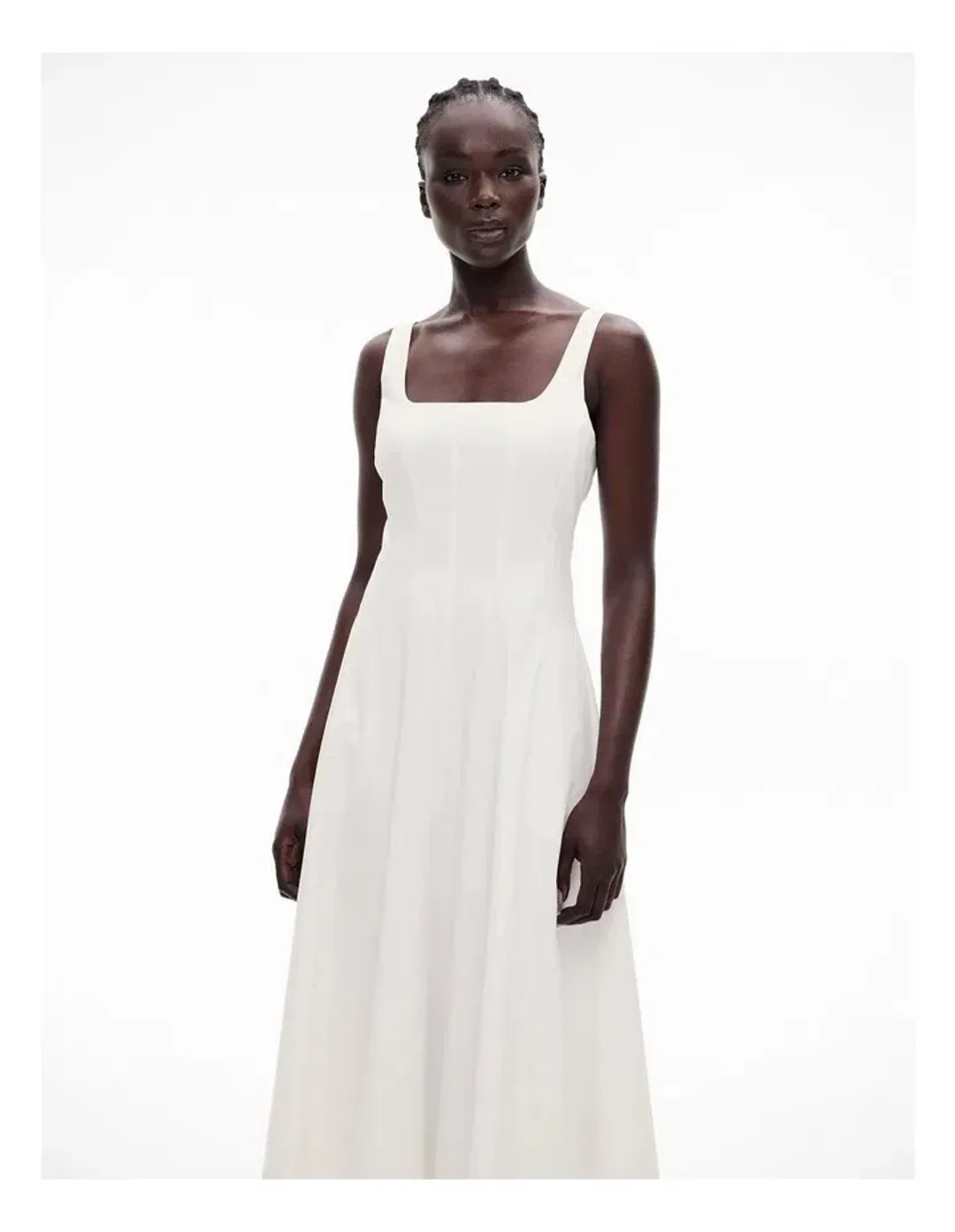Witchery Seam Detail Midi Dress Fresh White Size S/AU 8 for rent on The Volte - main image
