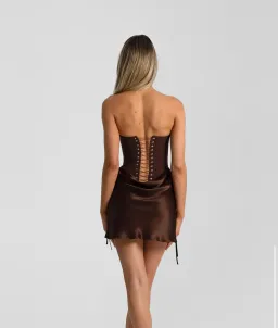 Natalie Rolt Verity Bustier + Evelyn Mini in Espresso SIZE 0/AU 6 for rent on The Volte - image 3
