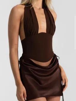 Natalie Rolt Bronte Top + Evelyn Mini in Espresso Size 0/AU 6 for rent on The Volte - image 4