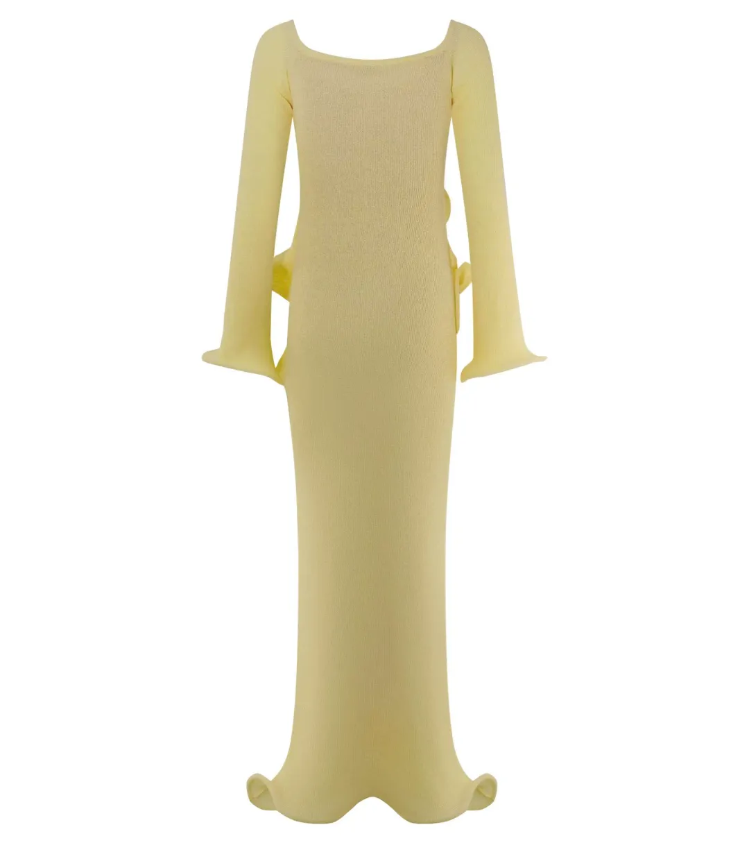 Meshki Sandrine Off Shoulder Knit Maxi Dress - Lemon - Size L / AU 12 for rent on The Volte - main image