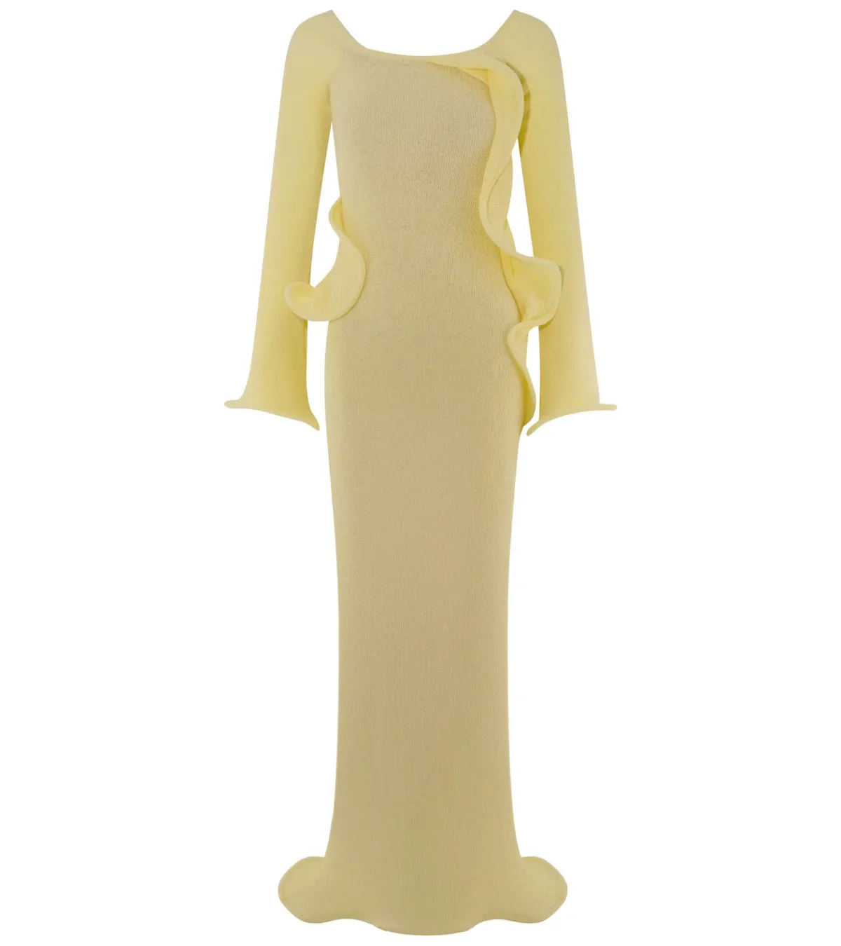 Meshki Sandrine Off Shoulder Knit Maxi Dress - Lemon - Size L / AU 12 - Image 4