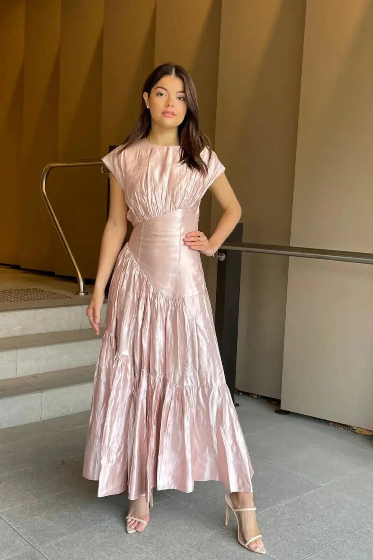 Aje Serendipity Reflection Midi Dress size 12 Blush Pink - Image 2