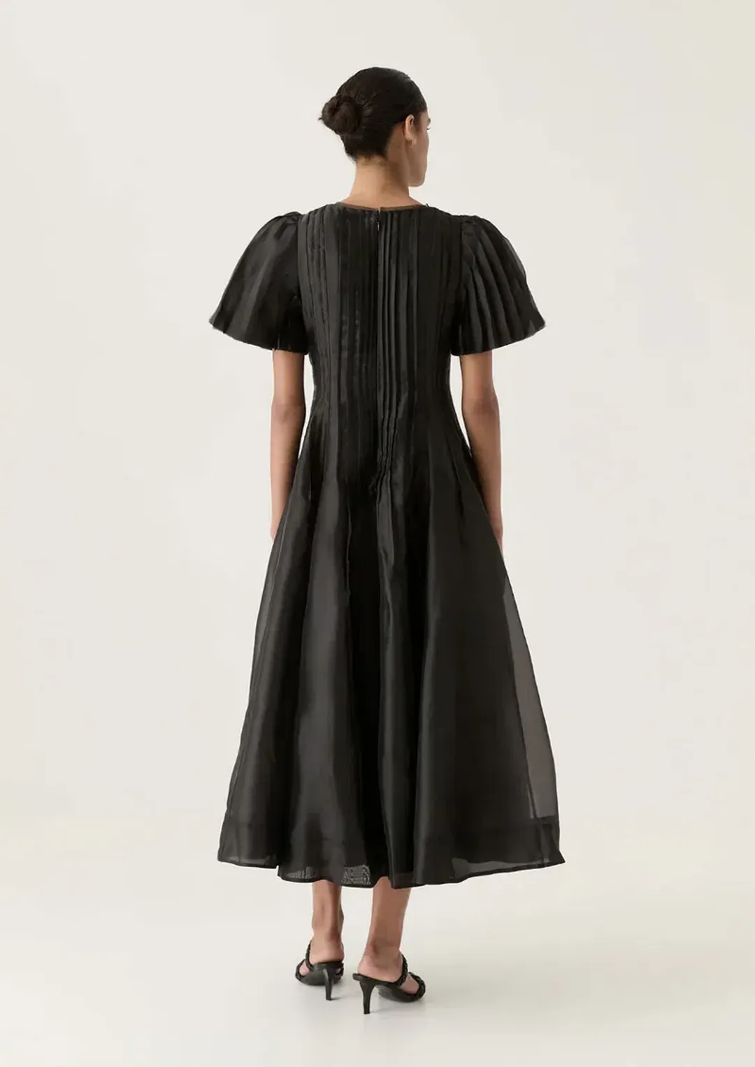 Aje Nova Pleated Midi Dress size 10 Black for rent on The Volte - main image