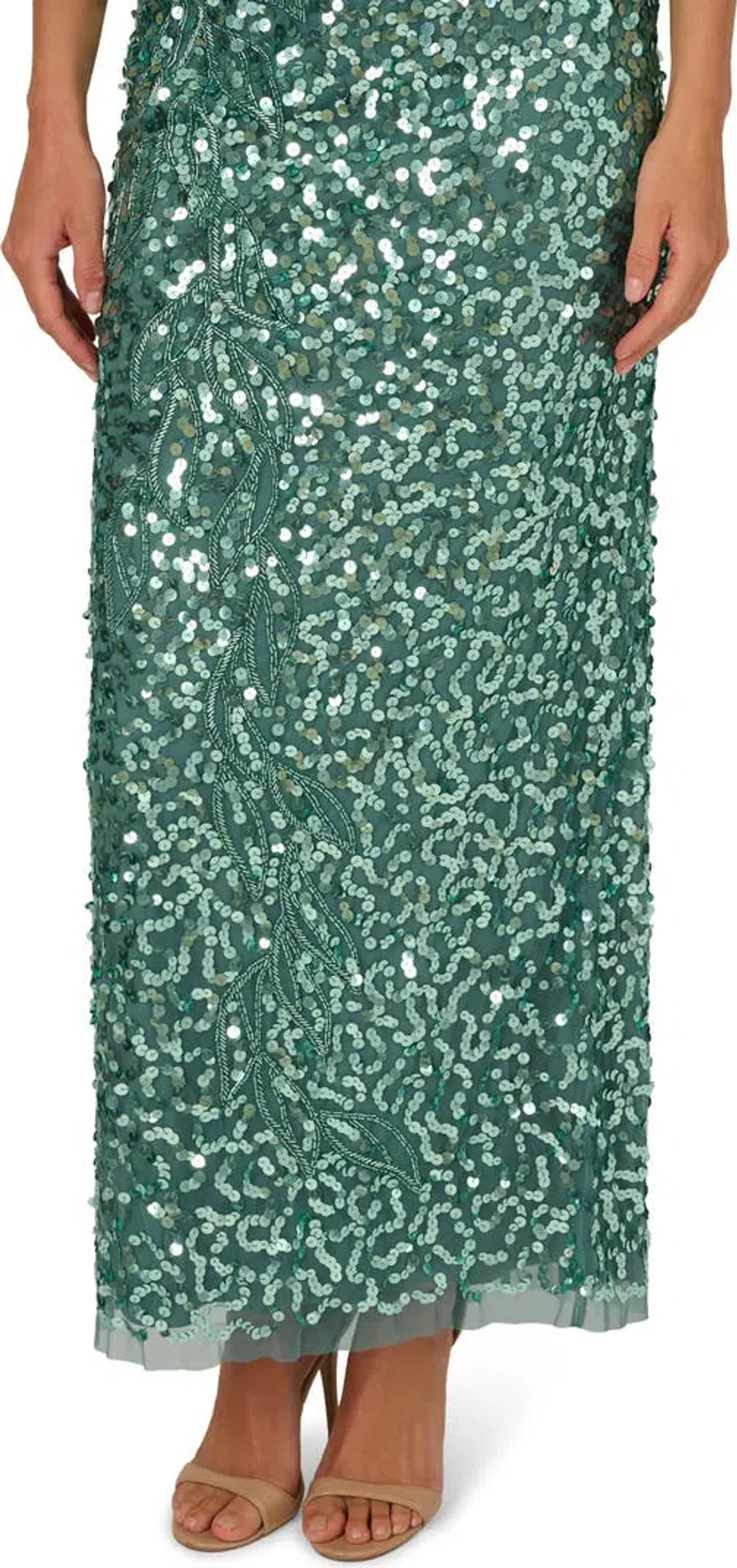 Adrianna Pappell size 18 sequin mesh gown for rent on The Volte - main image