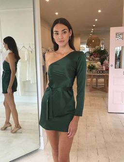 One Fell Swoop Penny Asym Mini Dress Petrol Green Size 10 for rent on The Volte - image 1