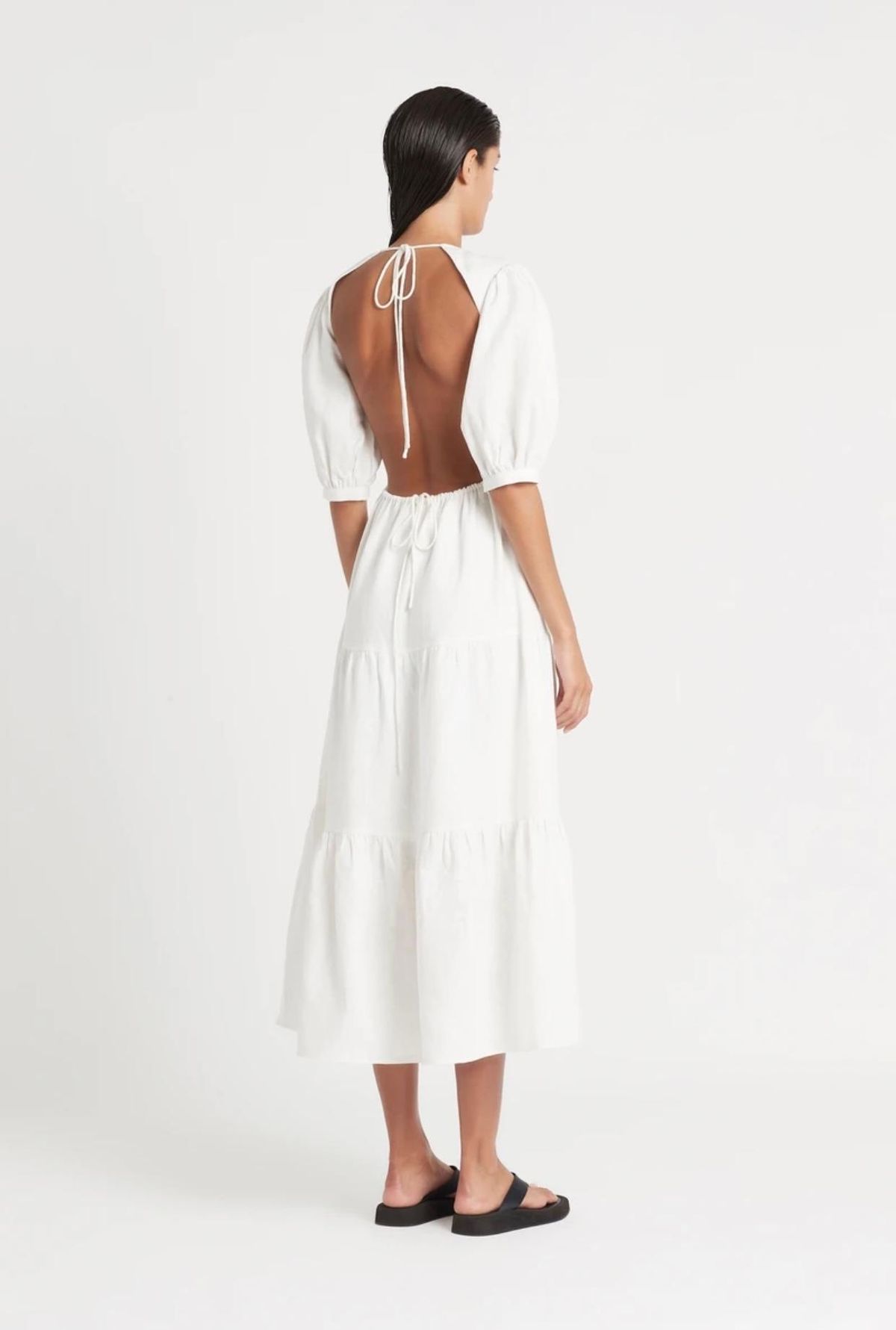 Sir The Label Lorena Tiered Midi Dress White Size AU 6 - Image 3