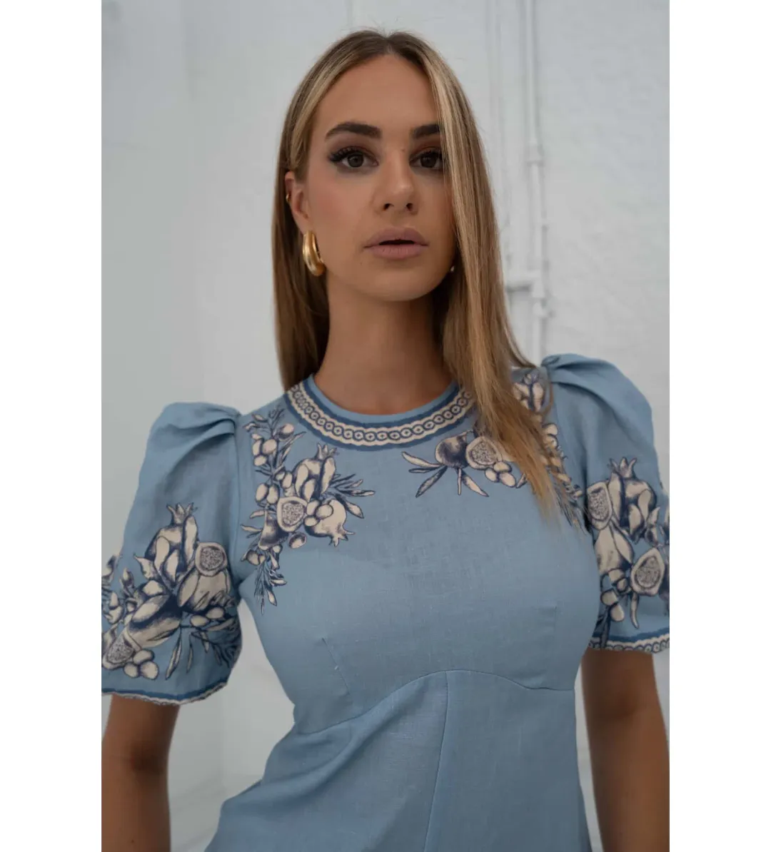 Alemais La Sirena Exclusive Villa Romantica Midi Dress Blue Floral Size AU 10 for rent on The Volte - main image