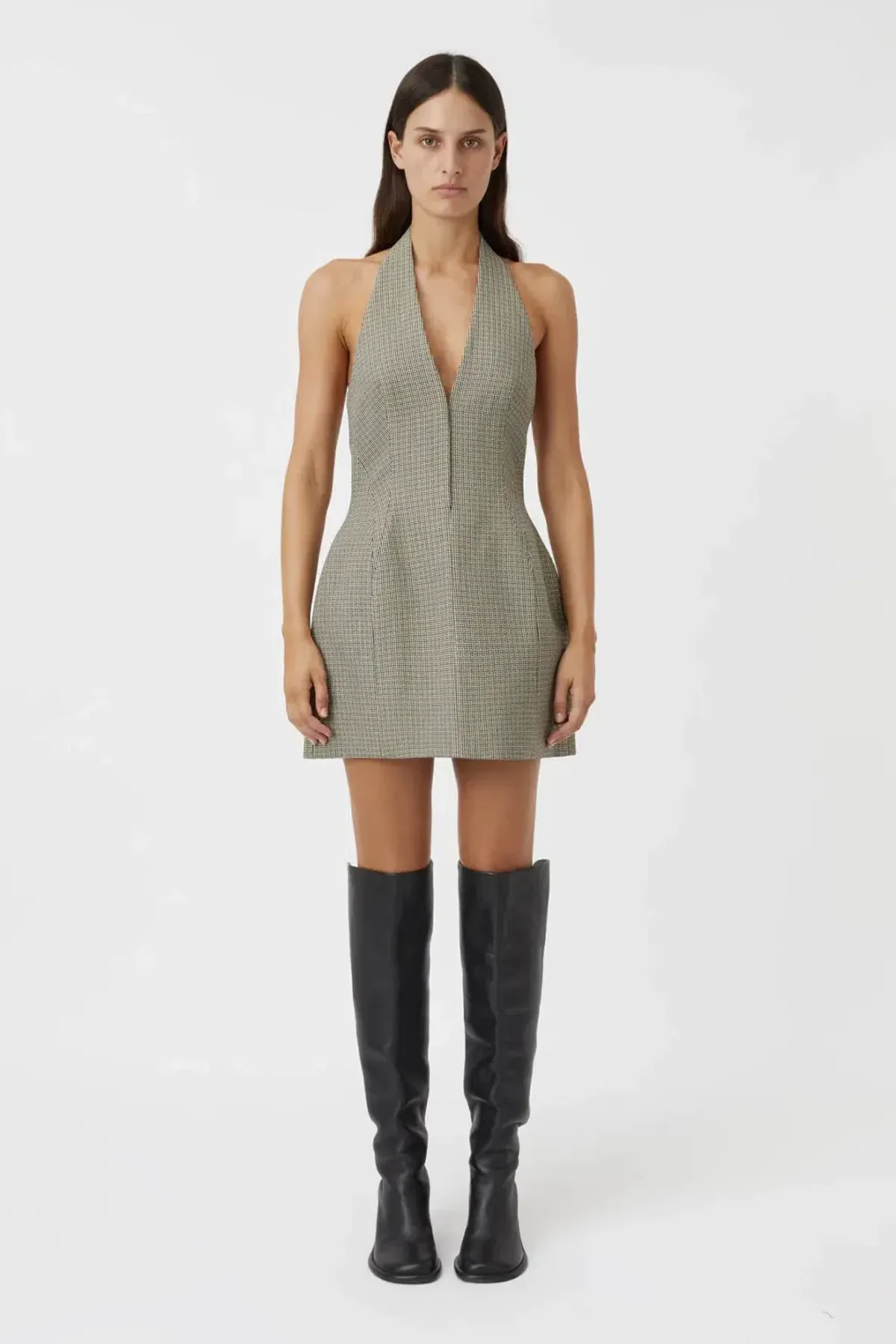 C&M Banks Mini Dress Black Houndstooth Size 10 for rent on The Volte - main image