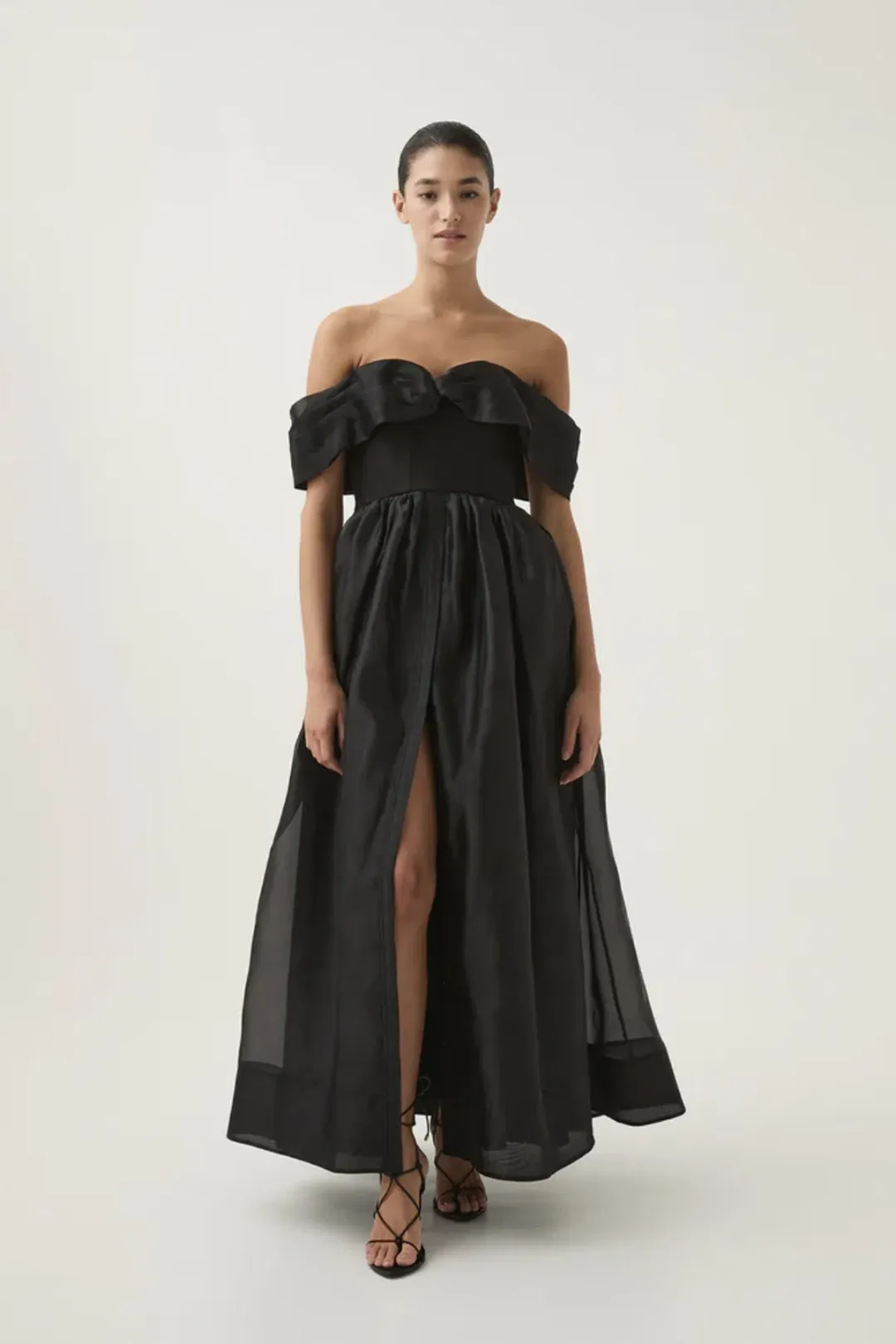 Aje Cordelia Corseted Maxi Dress size 16 black for rent on The Volte - main image